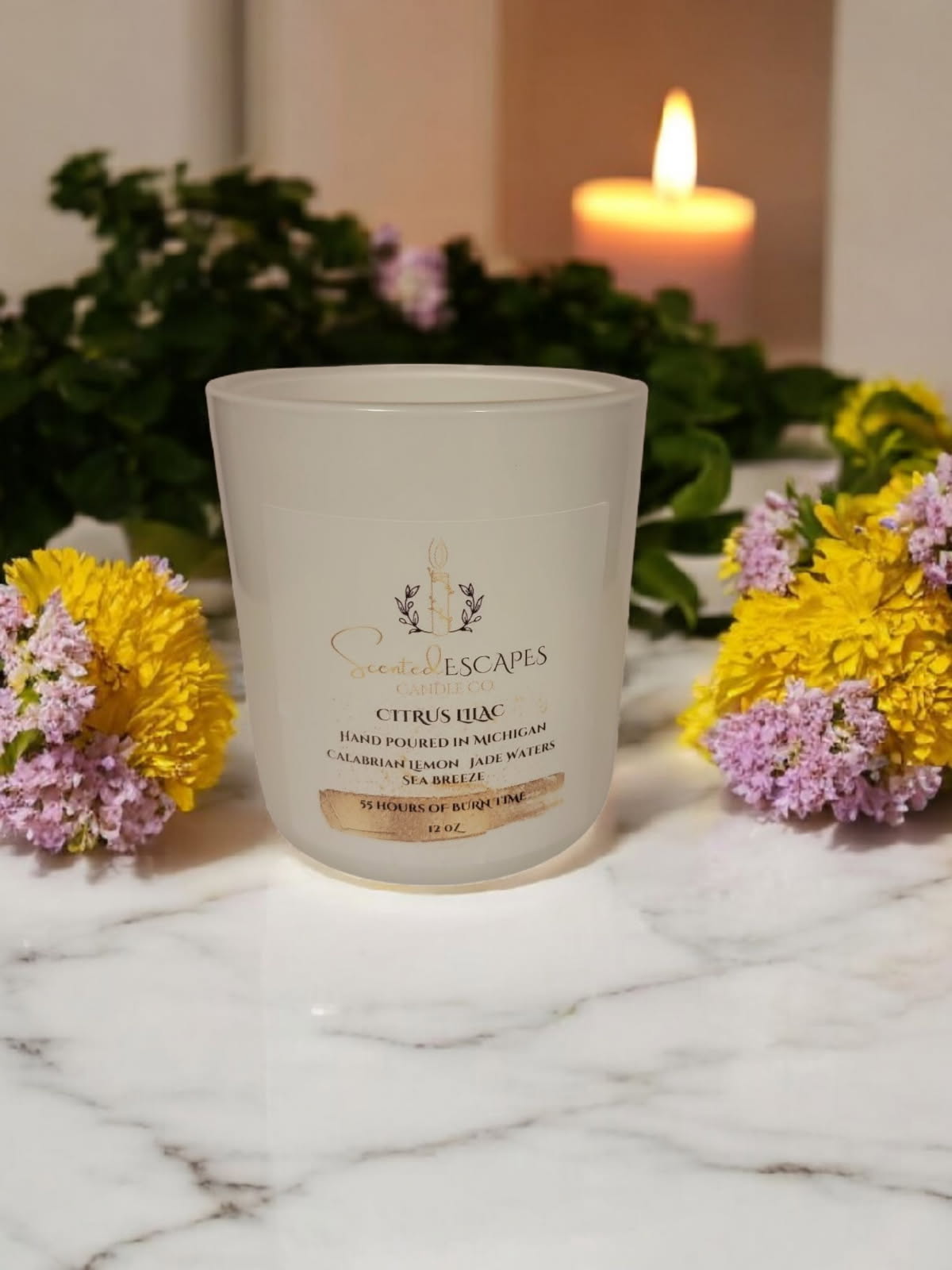 Citrus Lilac 12 oz Luxury Cotton Wick Candle